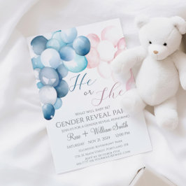 Invitación Revelación de color azul y rosa de género