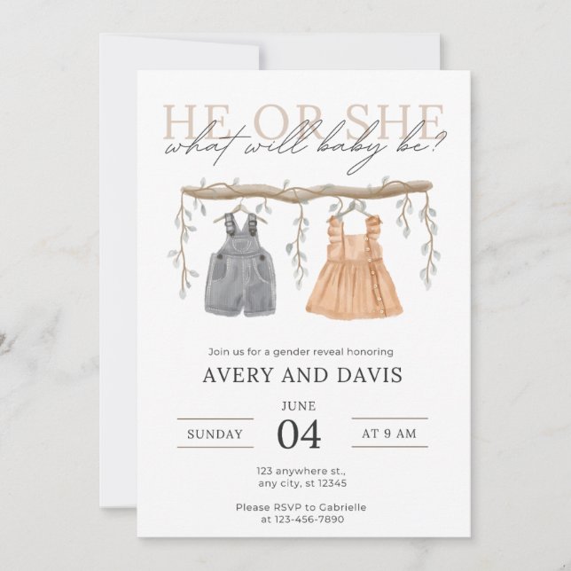 Invitación Revelación de género (Anverso)