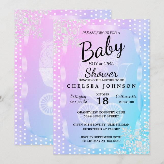 Invitación Revelación de género 👶 Baby Shower (Anverso / Reverso)