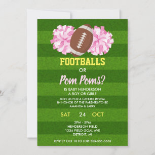 Invitación Revelación de género: balones de fútbol o pompoms