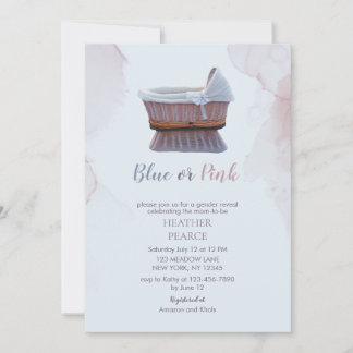 Invitación Revelación de género bassinet rosa o azul