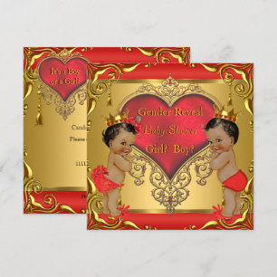 Invitación Revelación de género bebé Regalo Rojo Dorado Fiest