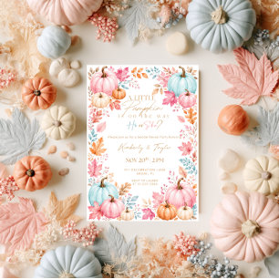 Invitación Revelación de Género Boho Rosa Azul Floral de Cala