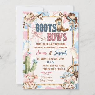 Invitación Revelación de género Boots or Bows Wild West