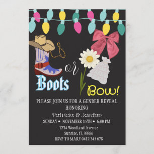 Invitación Revelación de género Botas Rústicas o Lazos