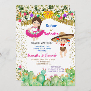Invitación  Revelación de género Cactus Señor o Señorita Fies