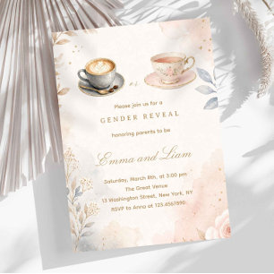 Invitación Revelación de Género Café o Té Neutral Elegante