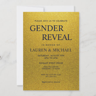 Invitación Revelación de género con brillo brillante negro y
