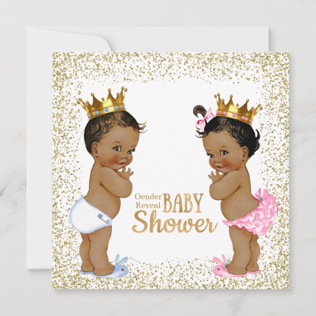 Invitación Revelación de género con brillo dorado (Anverso)