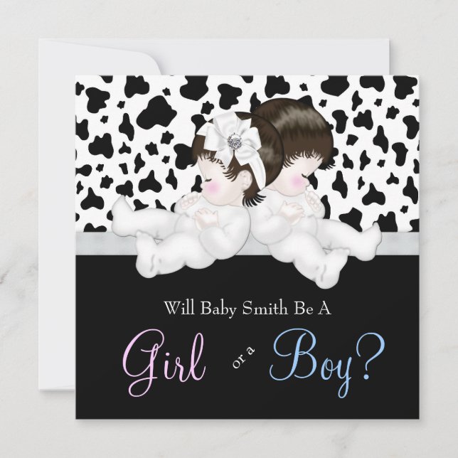 Invitación Revelación de género con estampado de vaca lindo (Anverso)