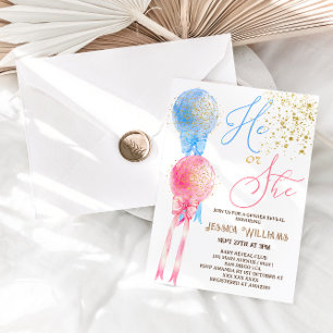 Invitación Revelación de género con globos rosas y azules