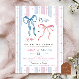 Invitación Revelación de género con lazo preppy grandmillenia