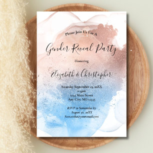 Invitación Revelación de género con salpicaduras de acuarela