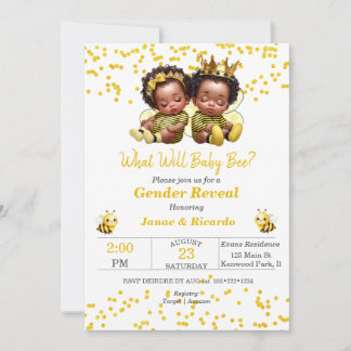 Invitación Revelación de género de abeja bebé afroamericano n