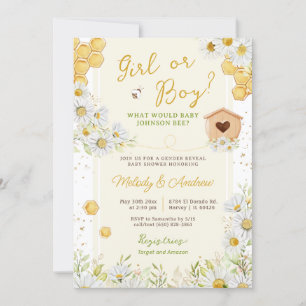 Invitación Revelación de género de abeja bombón Bebé Niño o N