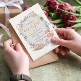 Invitación Revelación de género de acuarela rústica para anim