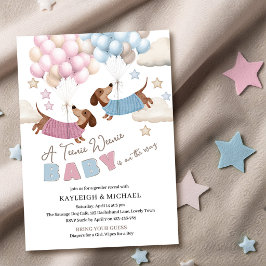 Invitación Revelación de género de adorable Dachshund Wiener 