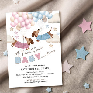 Invitación Revelación de género de adorable Dachshund Wiener 
