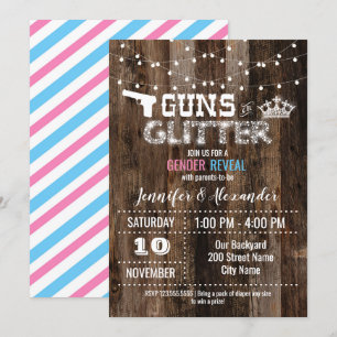 Invitación Revelación de género de armas o Purpurinas