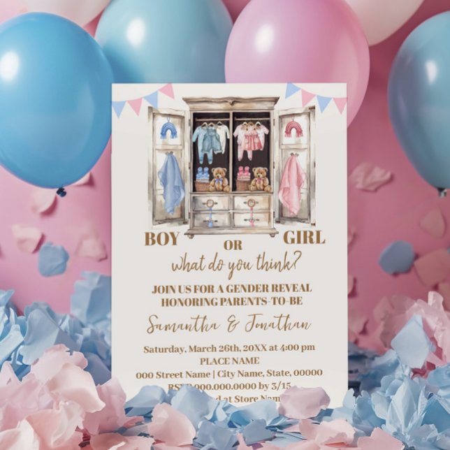 Invitación Revelación de género de Armoire Closet revelan a n (Subido por el creador)