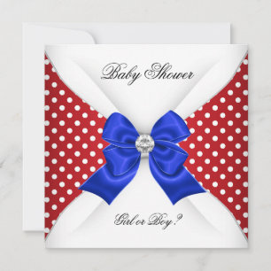 Invitación Revelación de género de Baby Shower Puntos rojos b