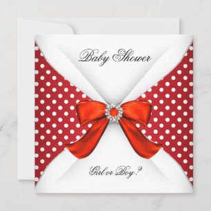Invitación Revelación de género de Baby Shower Puntos rojos y