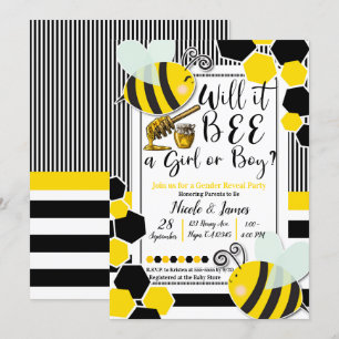 Invitación Revelación de género de Baby Shower Será abeja Bla