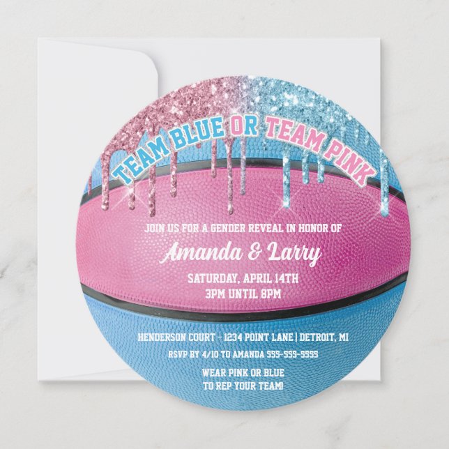 Invitación Revelación de género de baloncesto (Anverso)