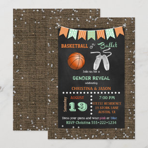 Invitación Revelación de género de baloncesto o ballet de car