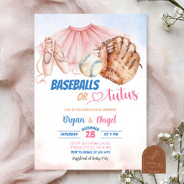 Invitación Revelación de género de Baseballs o Tutus