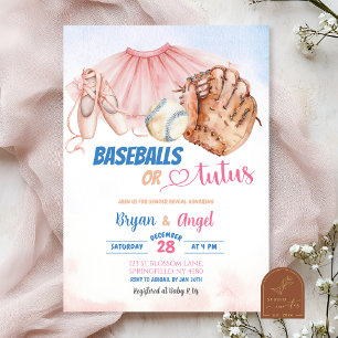 Invitación Revelación de género de Baseballs o Tutus