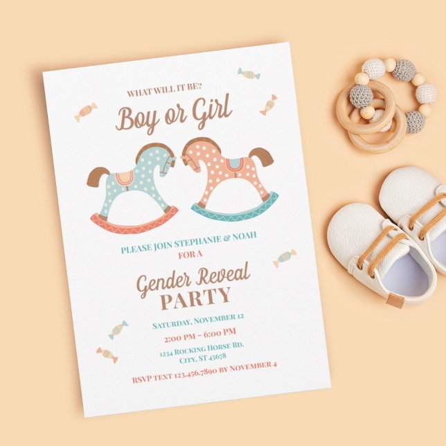 Invitación Revelación de género de bebé de caballo de roca re (Subido por el creador)