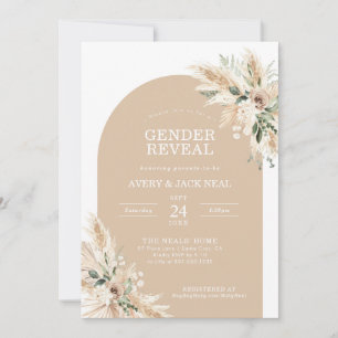 Invitación Revelación de género de bebé de hierba de Pampas B