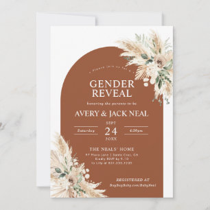 Invitación Revelación de género de bebé de hierba de Terracot