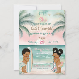 Invitación Revelación de género de bebé de playa tropical Blu