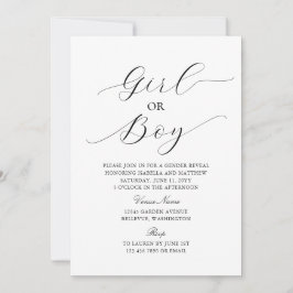 Invitación Revelación de género de bebé minimalista elegante 
