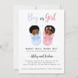 Invitación Revelación de género de bebé negro afroamericano e