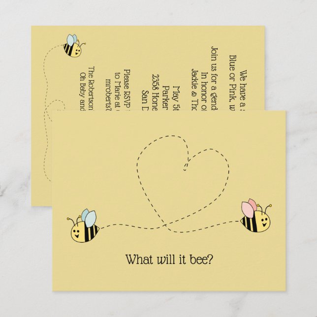 Invitación Revelación de género de bebes (Anverso / Reverso)