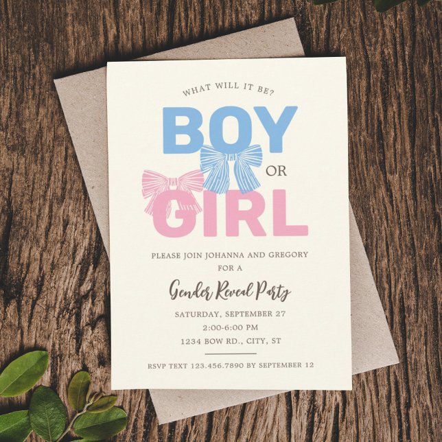 Invitación Revelación de género de bebes rosadas y azules (Subido por el creador)