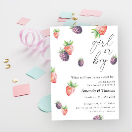 Invitación Revelación de género de Berries, Chica o niño