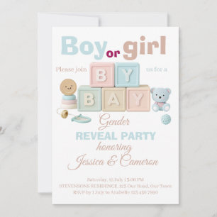 Invitación Revelación de género de bloques de bebé
