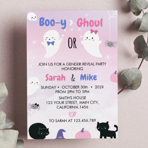 Invitación Revelación de género de Boo y o Ghoul Halloween