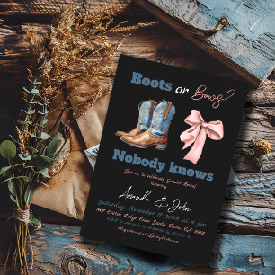 Invitación Revelación de género de Boots o Bows Blue o Pink B