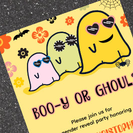 Invitación Revelación de género de Booy o Ghoul Groovy Ghost 