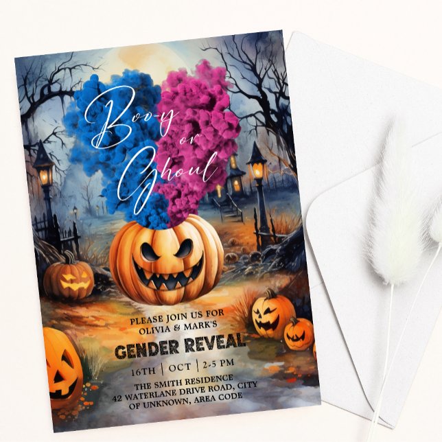 Invitación Revelación de género de booy o Ghoul Halloween (Subido por el creador)