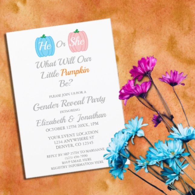 Invitación Revelación de género de caída de calabaza (Subido por el creador)