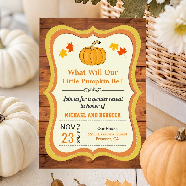 Invitación Revelación de género de calabaza de calabaza rústi (Subido por el creador)