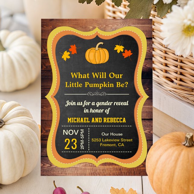 Invitación Revelación de género de calabaza de otoño rústico  (Subido por el creador)