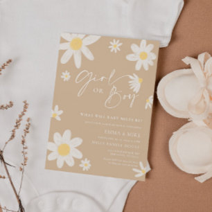 Invitación Revelación de género de Chica o niño marica beige