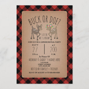 Invitación Revelación de género de ciervos de lumberjack Plai